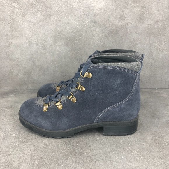 Clarks Faralyn Alpha Suede Lace Up Hiking Boot, Navy Blue, Women's 7.5 - Picture 3 of 8